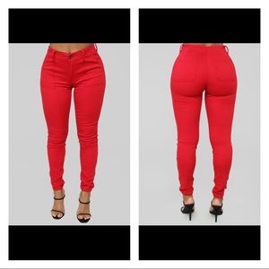Fashion Nova Feelin' So High Skinny Jeans - Red